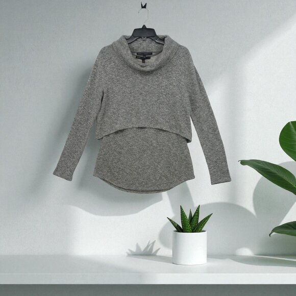 White House Black Market Tops - White House Black Market Gray Layered Knit Cowl Neck Sweater + Tank Set (Size S)